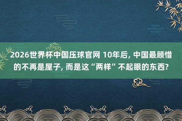 2026世界杯中国压球官网 10年后, 中国最顾惜的不再是屋子, 而是这“两样”不起眼的东西?