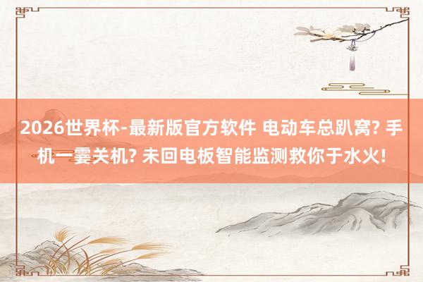 2026世界杯-最新版官方软件 电动车总趴窝? 手机一霎关机? 未回电板智能监测救你于水火!