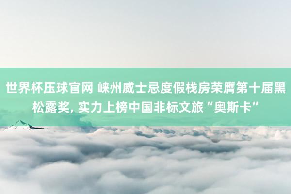 世界杯压球官网 崃州威士忌度假栈房荣膺第十届黑松露奖， 实力上榜中国非标文旅“奥斯卡”