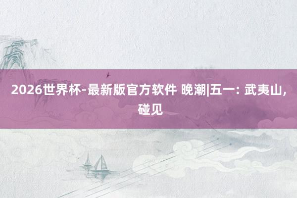 2026世界杯-最新版官方软件 晚潮|五一: 武夷山, 碰见