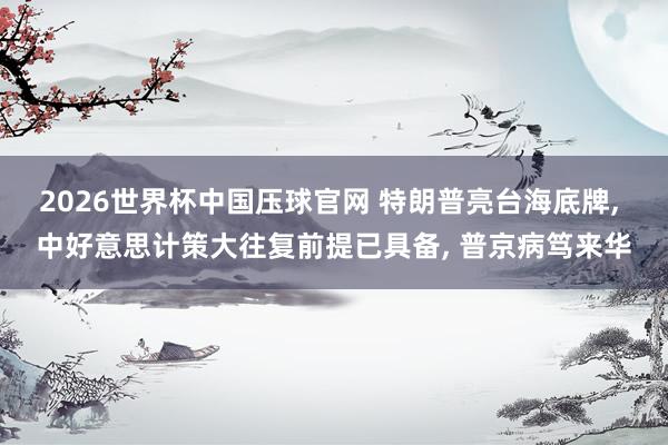 2026世界杯中国压球官网 特朗普亮台海底牌， 中好意思计策大往复前提已具备， 普京病笃来华