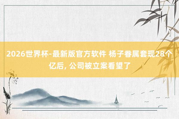 2026世界杯-最新版官方软件 杨子眷属套现28个亿后, 公司被立案看望了