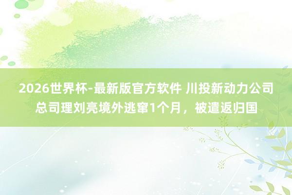 2026世界杯-最新版官方软件 川投新动力公司总司理刘亮境外逃窜1个月,被遣返归国