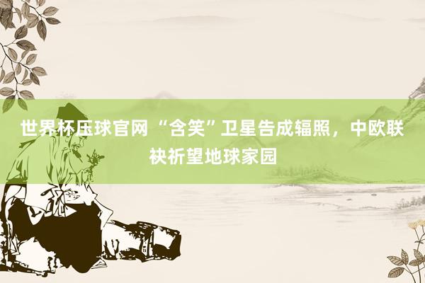 世界杯压球官网 “含笑”卫星告成辐照，中欧联袂祈望地球家园
