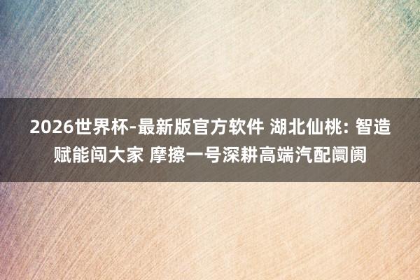 2026世界杯-最新版官方软件 湖北仙桃: 智造赋能闯大家 摩擦一号深耕高端汽配阛阓