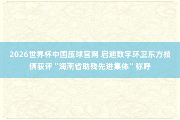 2026世界杯中国压球官网 启迪数字环卫东方技俩获评“海南省助残先进集体”称呼