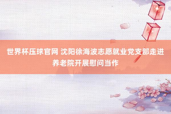 世界杯压球官网 沈阳徐海波志愿就业党支部走进养老院开展慰问当作