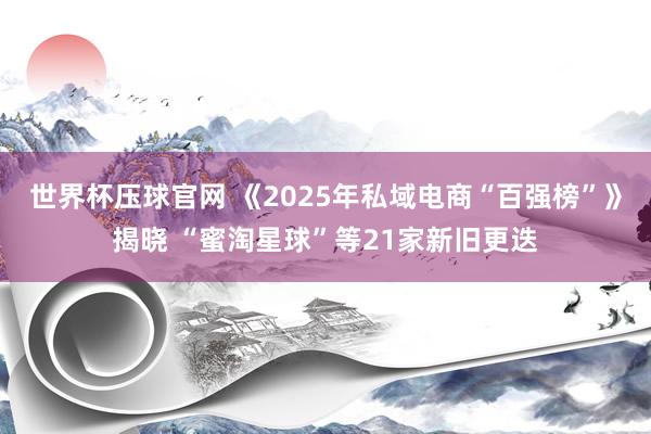 世界杯压球官网 《2025年私域电商“百强榜”》揭晓 “蜜淘星球”等21家新旧更迭
