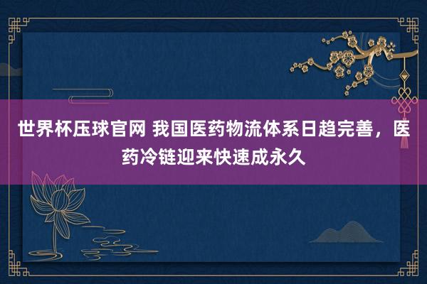 世界杯压球官网 我国医药物流体系日趋完善,医药冷链迎来快速成永久