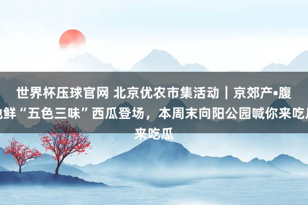世界杯压球官网 北京优农市集活动|京郊产•腹地鲜“五色三味”西瓜登场,本周末向阳公园喊你来吃瓜