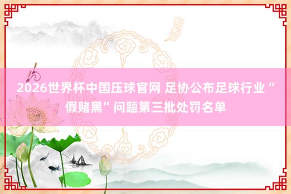 2026世界杯中国压球官网 足协公布足球行业“假赌黑”问题第三批处罚名单