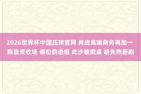 2026世界杯中国压球官网 肖战高端商务再加一 陈皆灵收场 谭松韵进组 此沙被掀桌 胡先煦新剧