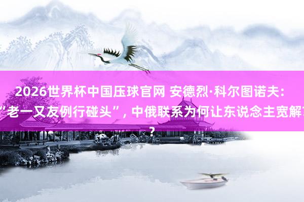 2026世界杯中国压球官网 安德烈·科尔图诺夫: “老一又友例行碰头”， 中俄联系为何让东说念主宽解?