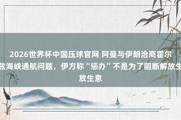 2026世界杯中国压球官网 阿曼与伊朗洽商霍尔木兹海峡通航问题,伊方称“惩办”不是为了阻断解放生意