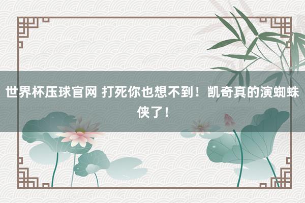 世界杯压球官网 打死你也想不到!凯奇真的演蜘蛛侠了!