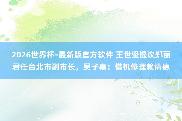 2026世界杯-最新版官方软件 王世坚提议郑丽君任台北市副市长,吴子嘉:借机修理赖清德