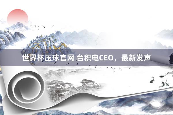 世界杯压球官网 台积电CEO，最新发声