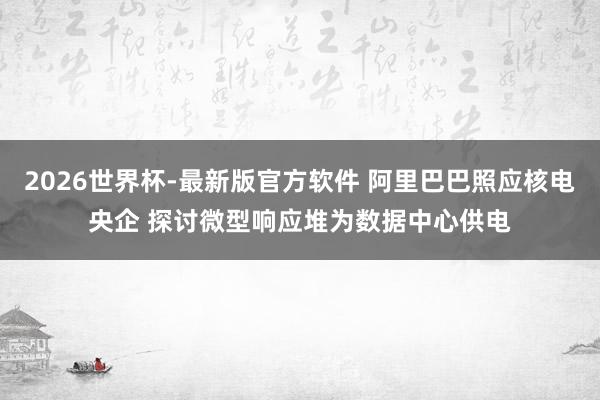 2026世界杯-最新版官方软件 阿里巴巴照应核电央企 探讨微型响应堆为数据中心供电