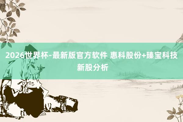 2026世界杯-最新版官方软件 惠科股份+臻宝科技 新股分析