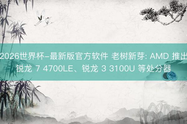 2026世界杯-最新版官方软件 老树新芽: AMD 推出锐龙 7 4700LE、锐龙 3 3100U 等处分器