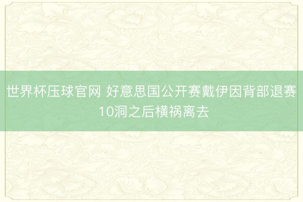 世界杯压球官网 好意思国公开赛戴伊因背部退赛 10洞之后横祸离去